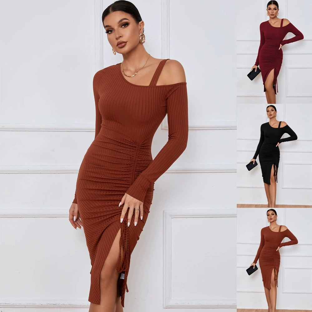 ZARA Sexy Off Shoulder Long Sleeve Bodycon Slit Beach Dress